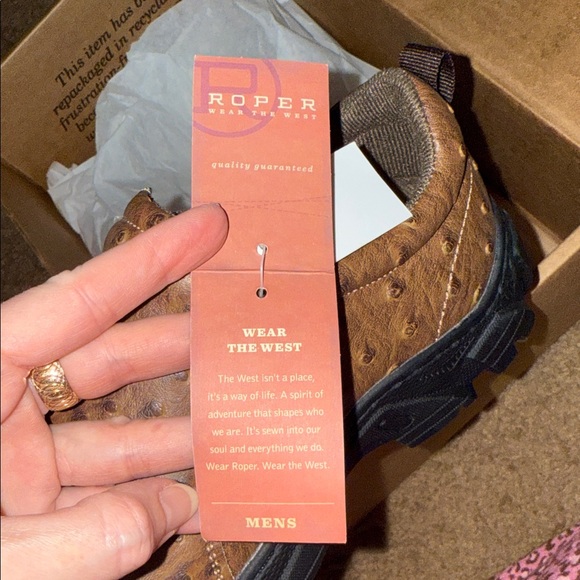 Size 7 Men’s Roper Performance Faux Ostrich Slip on Shoes - Picture 6 of 8